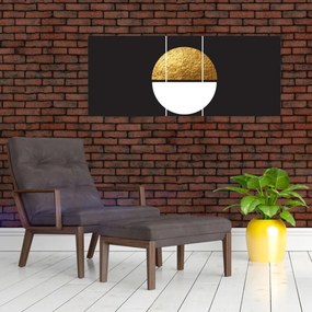 Obraz - Abstrakcia zlatá a čierna N⁰1 (120x50 cm)