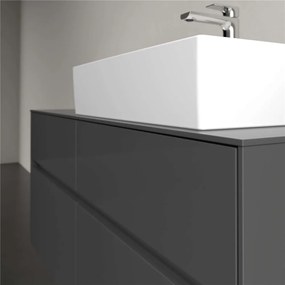 VILLEROY &amp; BOCH Collaro závesná skrinka pod umývadlo na dosku (umývadlo vpravo), 4 zásuvky, s LED osvetlením, 1200 x 500 x 548 mm, Glossy Grey, C130B0FP