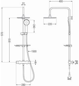 Mexen KT40 sprchový set s termostatickou batériou Kai, grafitová, 771504093-66