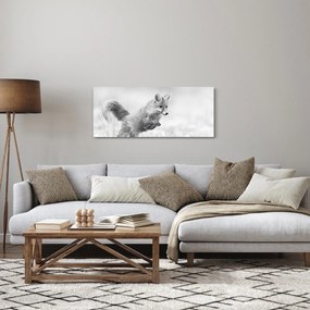Obraz - Skákajúca líška, čiernobiela (120x50 cm)