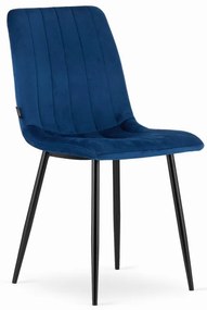 Jedálenský set 1 + 4, čierny stôl RAMOD 100x60 cm + modrá stolička LAVA s čiernymi nohami