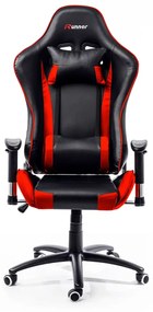 Herná stolička RUNNER — ekokoža, čierna/červená