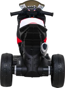 Ramiz BMW HP4 Detský motocykel na batérie Červená + 3 kolieska + LED + MP3 USB + Eco koža