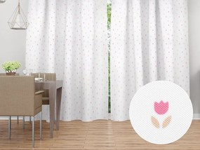 Biante Dekoračný záves TF-115 Farebné tulipániky na bielom 140x140 cm
