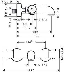 Hansgrohe Ecostat, vaňová batéria termostatická 1001 CL, chrómová, HAN-13201000