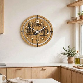 Drevené hodiny na stenu les 30 až 50 cm | NILSE: HDF - Javor 30 cm 4804-115436 HDF0702-ruky-silver