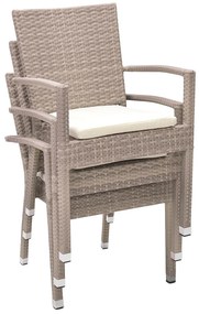 DEOKORK Záhradné ratanové kreslo NAPOLI s poduškou (sivo-béžová)