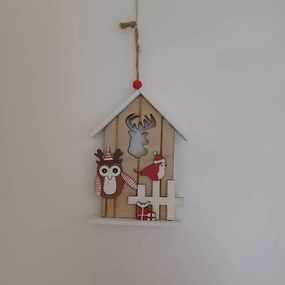 DECOLED Drevená dekorácia, domček, 15,5x11,3 cm
