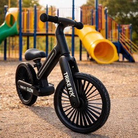 KIK Detský bežecký bicykel Fix Glow LED čierny