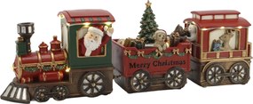 Noël vánoční vláček s 2 vagóny a LED červený polyresin – 37*8*12 cm