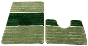 Sada kúpeľňových koberčekov COMO zelená / krémová, pruhy