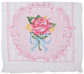 Biely kuchynský froté uterák s ružou - 40*66 cm