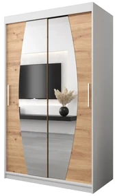 Šatníková skriňa 120 cm Eclipse (biela matná + dub artisan). Vlastná spoľahlivá doprava až k Vám domov. 1063387