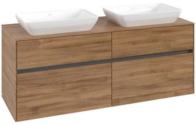 VILLEROY &amp; BOCH Collaro závesná skrinka pod dve umývadlá na dosku, 4 zásuvky, 1400 x 500 x 548 mm, Oak Kansas, C11900RH