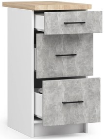 Kuchyňská skříňka OLIVIE III 40x85 cm matná bílá/beton/dub sonoma