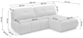 Rozkladacia rohová sedačka Lerio pravá - svetlobéžová hydrofóbna pletenina Blur 02