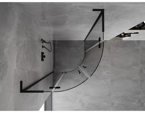 Mexen Mist L, štvrťkruhový sprchový kút s 2-krídlovými dverami, 100 x 100 cm, číre sklo, čierny profil, 8A33L-100-100-70-00