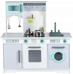 Drevená detská kuchynka, bielo/zelená, ECO TOYS