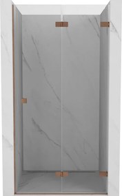 Mexen Lunar-F, pravé skladacie sprchové dvere 80 cm, 8mm číre sklo, medený matný profil, 836-080-000-65-00-P