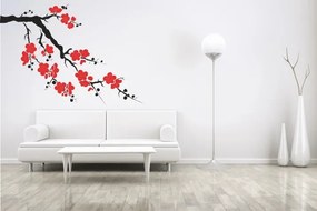 Nálepka na stenu do interiéru konár s rozkvitnutými kvetmi 100 x 200 cm