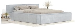 Svetlosivá čalúnená dvojlôžková posteľ s úložným priestorom s roštom 200x200 cm Voliera – Maison de Rêve
