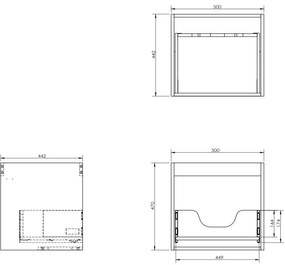 Mexen Rivel, kúpeľňová skrinka 50 cm s umývadlom Otis, 1 zásuvka, drážkovaná, grafitová matná/biela matná, 91A20-05047-1-BF66-W18M01