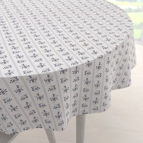 Biante Bavlnený okrúhly obrus Sandra SA-641 Temne modrý ľudový kvetinový vzor na bielom Ø 80 cm