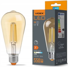 LED žiarovka filament AMBER - E27 - 6W - ST64 - stmievateľná - teplá biela
