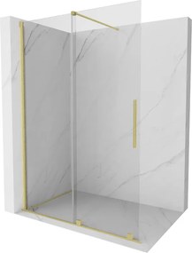 Mexen Velar, posuvné dvere do otvoru typ Walk-In 150 cm, 8mm číre sklo, zlatá matná, 871-150-000-03-55