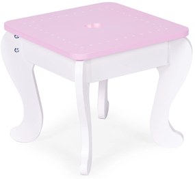 ECOTOYS Detská drevená toaletka so zrkadlom, stoličkou a 7 doplnkami