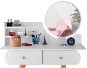 Biely toaletný stolík so zrkadlom+taburetka Jokomisiada ZA4820