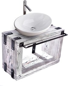 CHYRKA® kúpeľňový nábytok umývadlo BORYSLAW  nástenná skrinka umývadlo kov drevo podkrovie ručná výroba