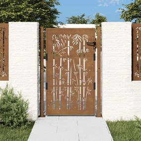 Záhradná brána 105x155 cm kortenová oceľ dizajn bambusu 153187