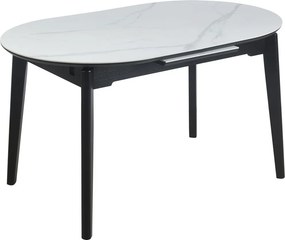 Vintino Rozkladací jedálenský stôl ELIAN 140–180 cm – biely mramor / čierna