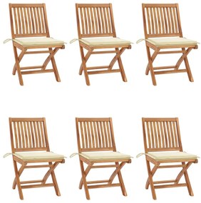 Skladacie záhradné stoličky s podložkami 6 ks tíkový masív 3072836
