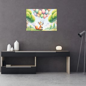 Sklenený obraz – Šťastná líška (70x50 cm)