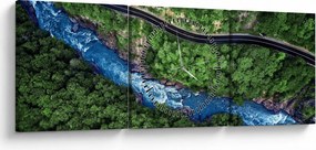 Obraz - Rieka medzi horami, Kaukaz, Rusko (s hodinami) (90x30 cm)