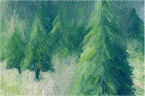 Obraz - Maľované ihličnany (90x60 cm)