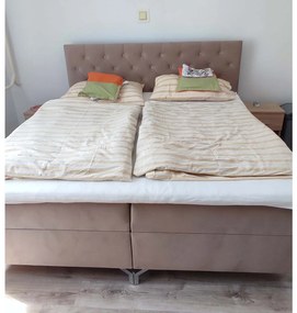 Wilsondo Čalúnená boxspring manželská posteľ s matracom Guliette 140x200 - béžová
