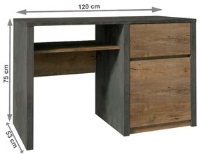 Kondela PC stolík, dub lefkas tmavý/smooth sivý, MONTANA B1