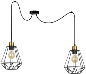Candellux Čierno-zlatý závesný decentrálny luster Primo pre žiarovku 2x E27 32-00286