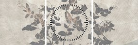 Obraz - Texturované listy (s hodinami) (90x30 cm)