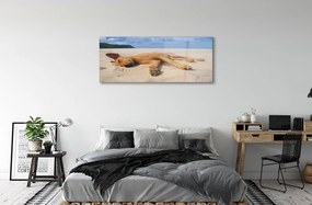 Obraz na akrylátovom skle Ležiaci pes pláž 120x60 cm
