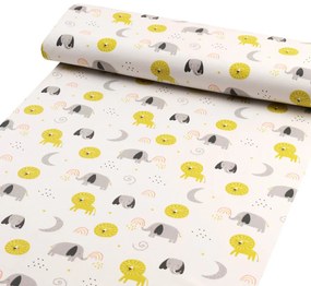 Biante Detské bavlnené posteľné obliečky do postieľky Sandra SA-649 Slony a levy na bielom Do postieľky 90x140 a 40x60 cm