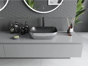 Mexen Rita, umývadlo na dosku 45x32x14 cm, čierna matná-strieborný vzor, 21084572