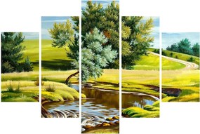 Obraz - Rieka medzi lúkami, olejomaľba (150x105 cm)