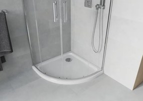 Mexen Rio sprchovací kút polkruhový 90 x 90 cm, transparentný, chróm + vanička Flat, biely - 863-090-090-01-00-4110