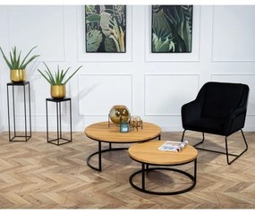 SADA 2x Konferenčný stolík OAKLOFT 38x90 cm čierna/dub