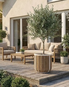 Veľký záhradný kvetináč z technoratanu Malta