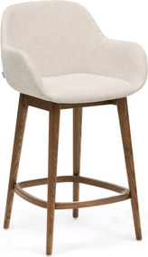 Béžová čalúnená barová stolička s podrúčkami (výška sedadla 66 cm) Konna – Kave Home
